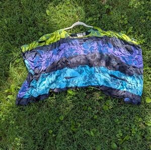 Chicos Design Sheer Burn Out Floral Boat Neck Shawl Pullover Top